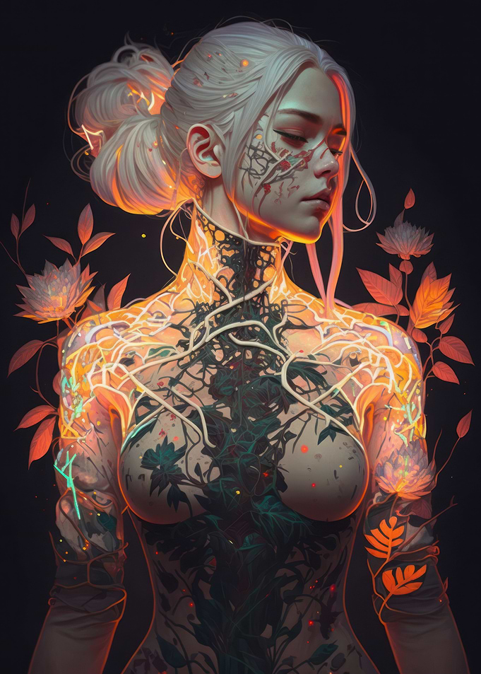 Floral Cyberpunk Girl