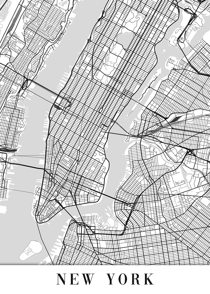New York White Map