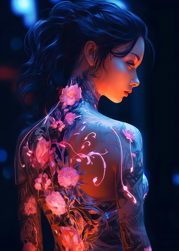 Floral Cyberpunk Girl