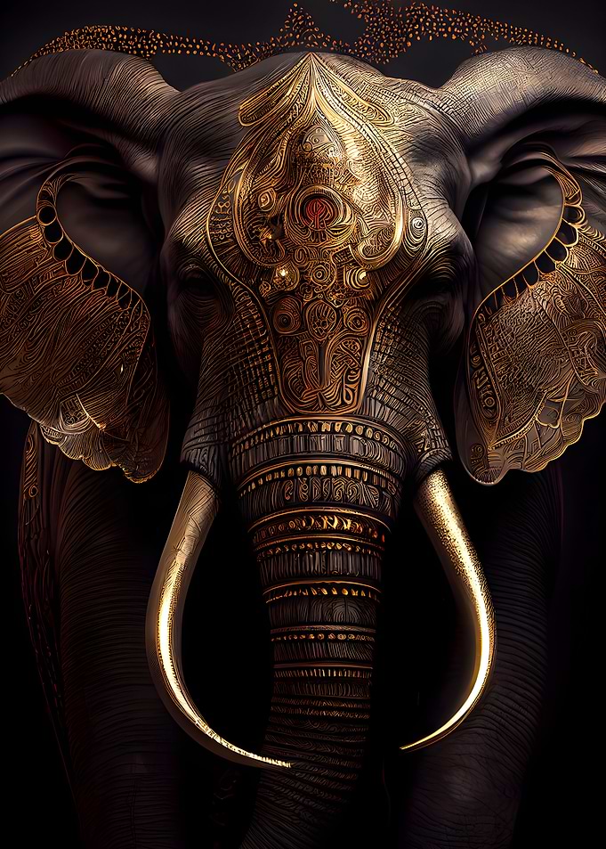 golden Elephant head art