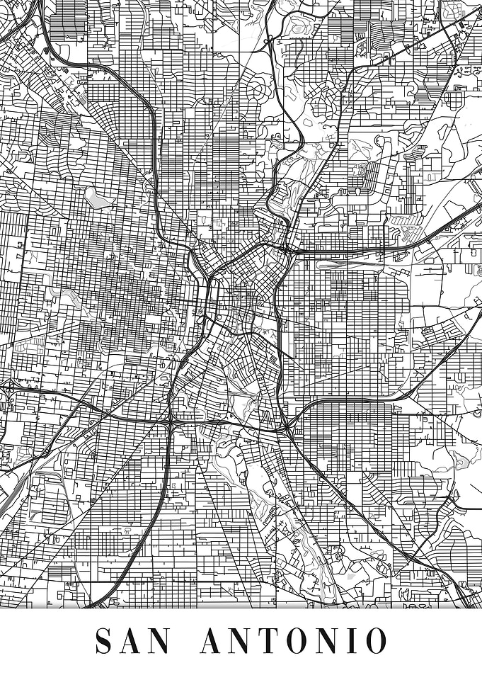 San Antonio White Map