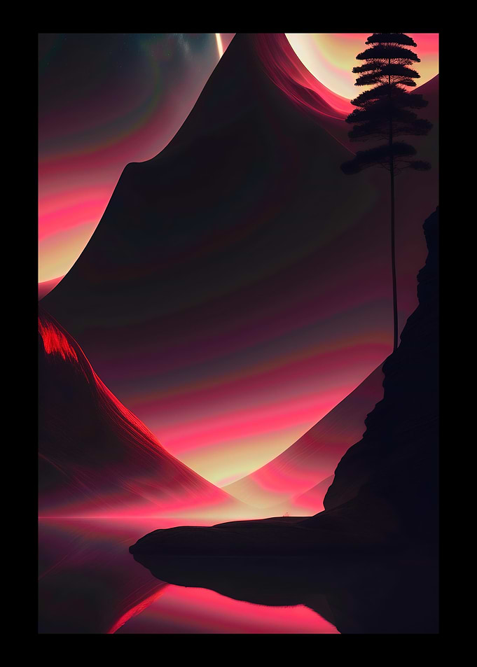 Mountain With Red Lights