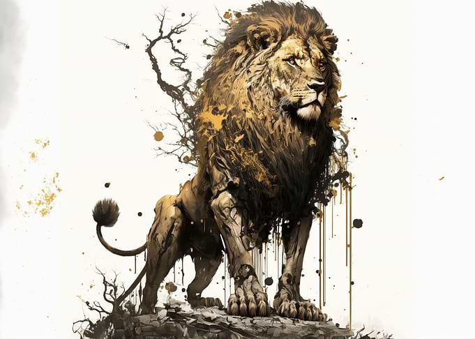 lion standing painting