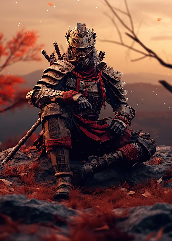 Samurai Sitting In Forest