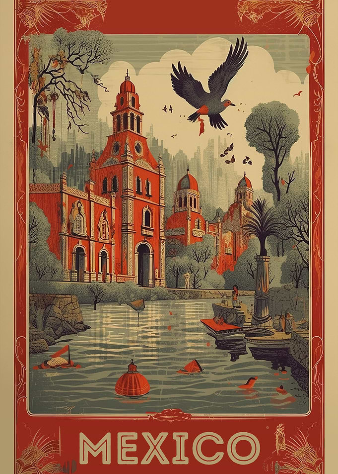 Vintage Travel Mexico Post