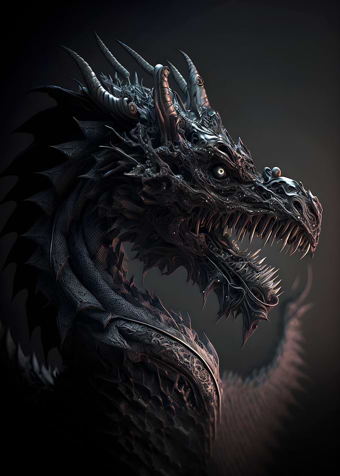 Dark black dragon poster