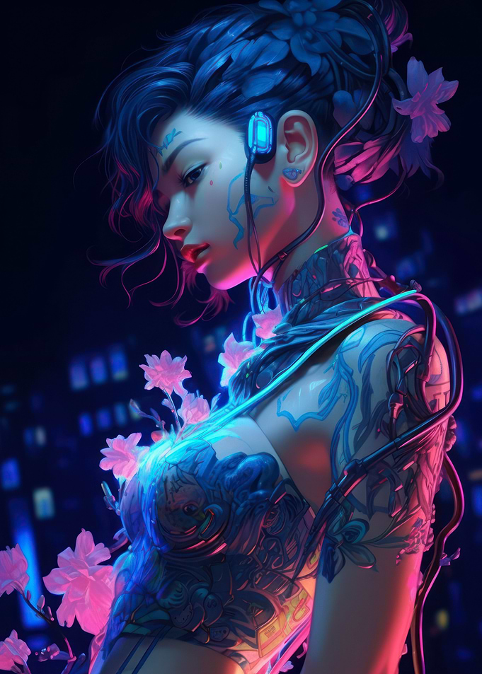 Floral Cyberpunk Girl