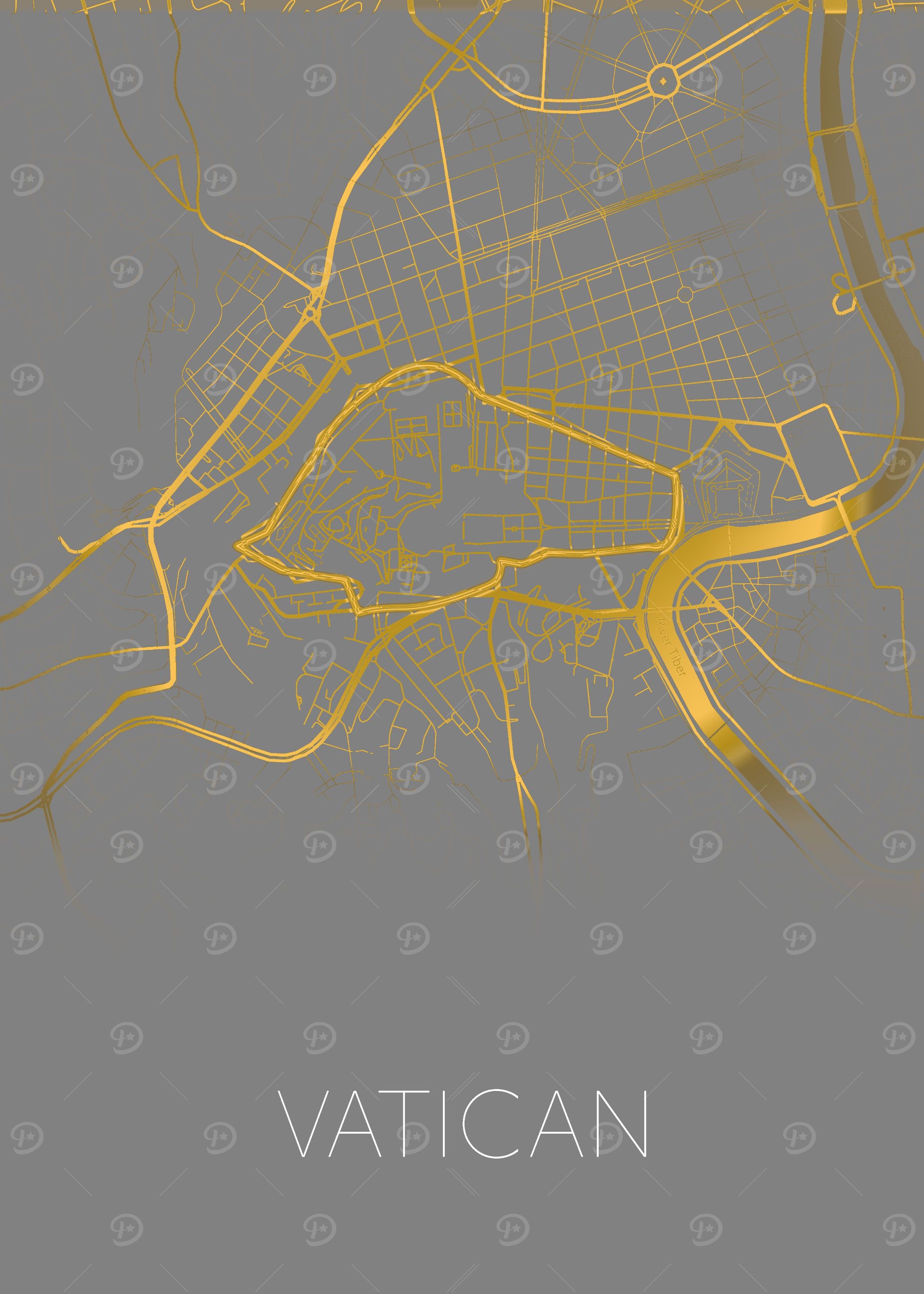 Vatican map grey yellow