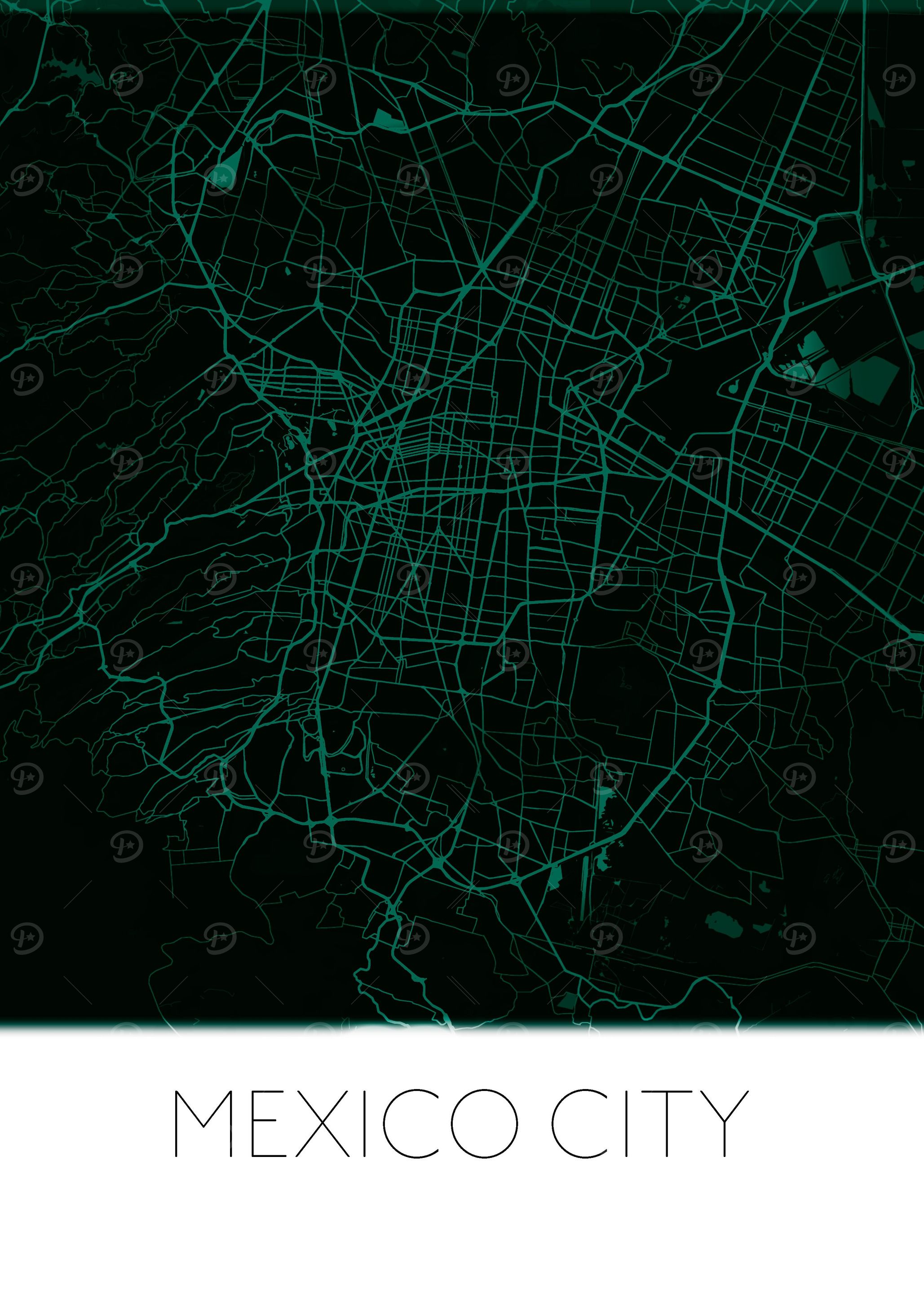 Mexico City dark green map