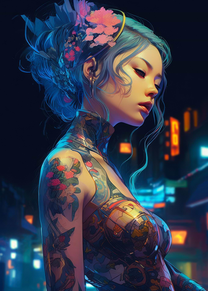 Floral Cyberpunk Girl