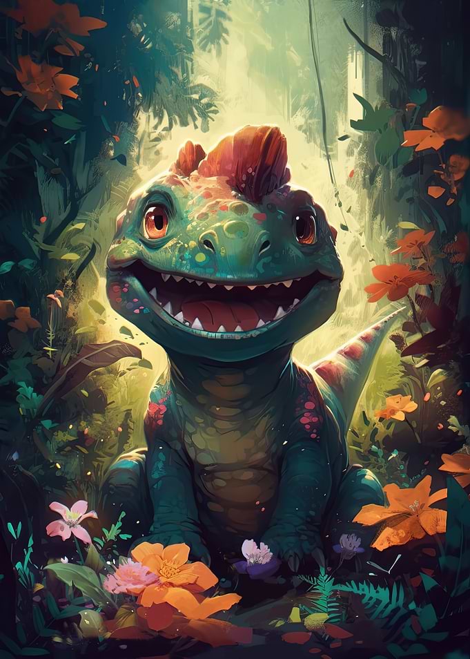 Colourful Dino Poster