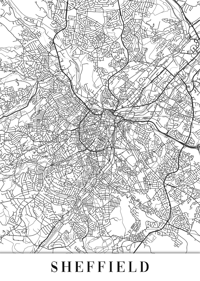 Sheffield White Map