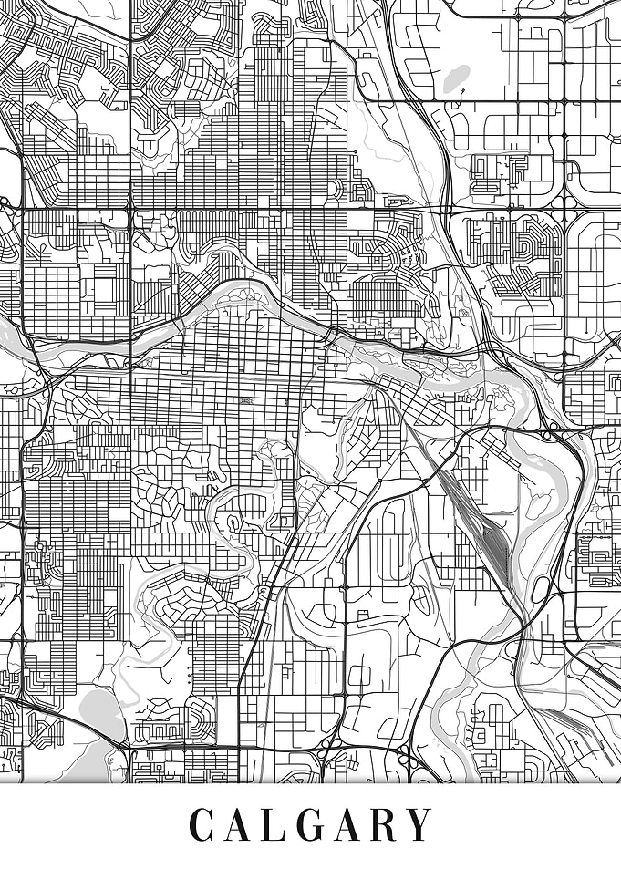 Calgary White Map