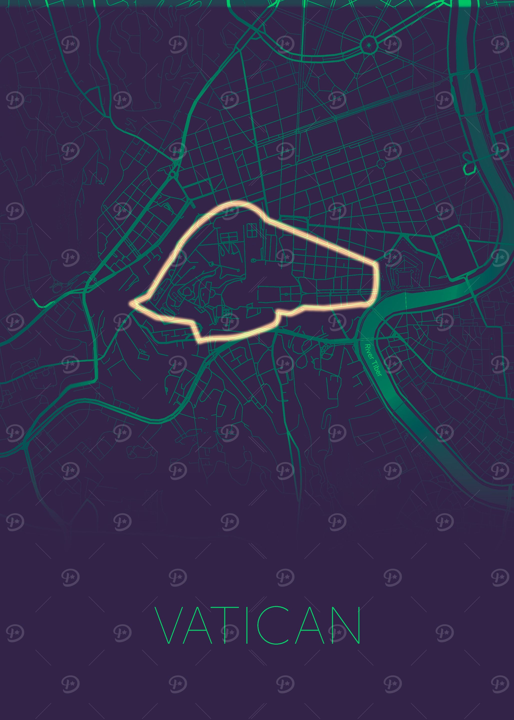 Vatican map purple green