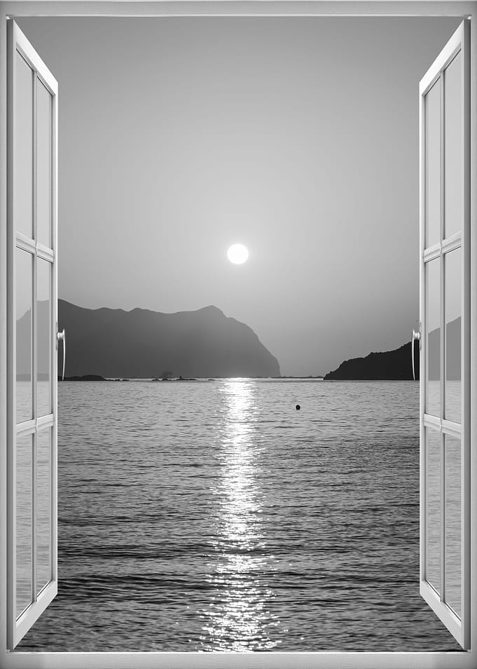 Window view sea sunset