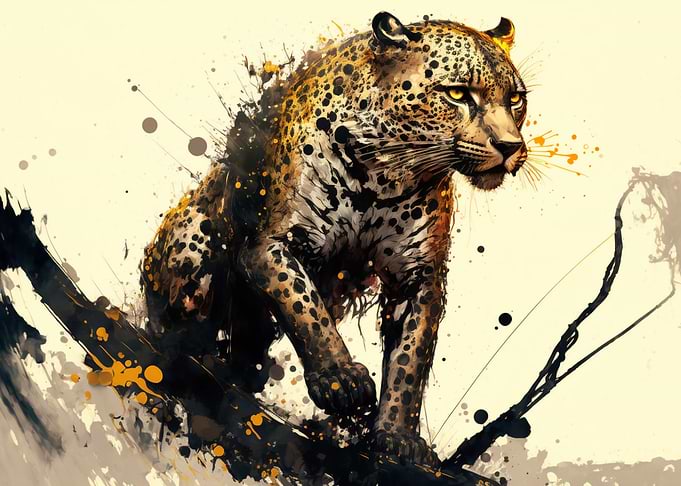 leopard sitting painting