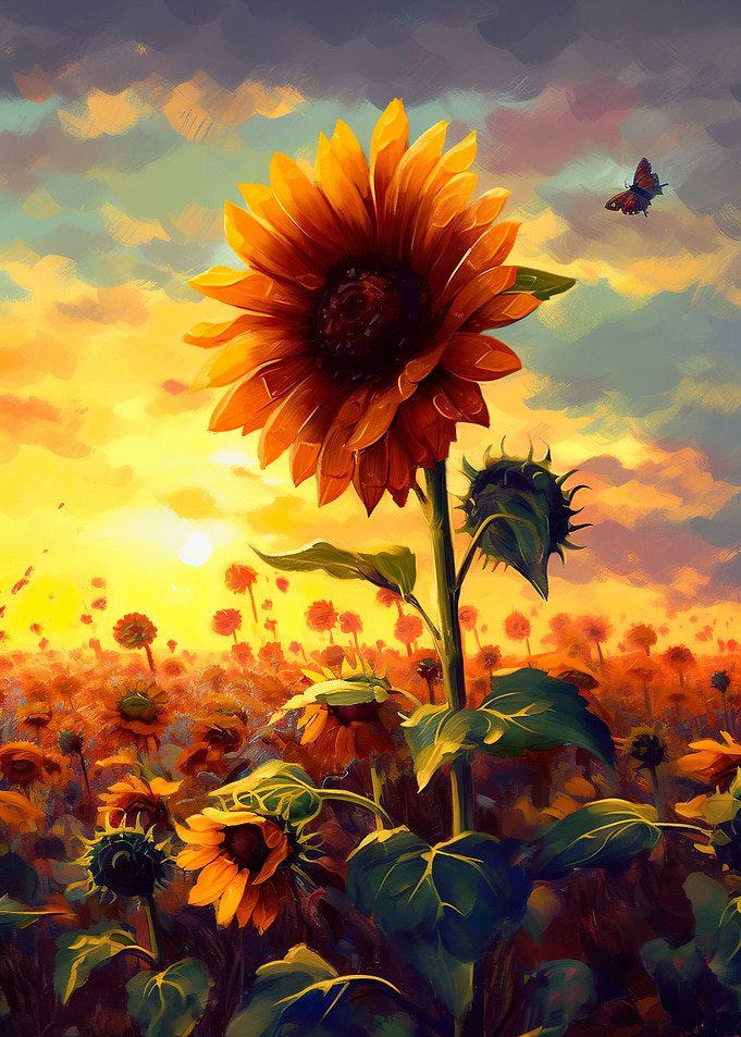 Sunflower Painting Monarch