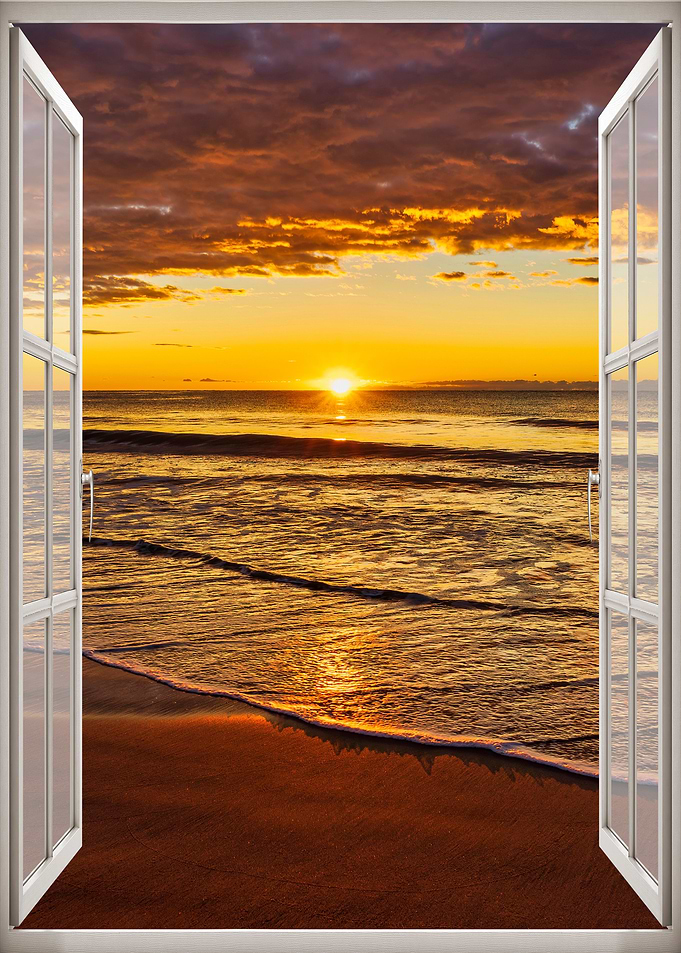 Window view sea sunset