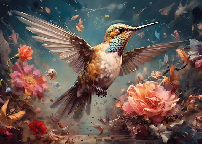 Hummingbird in the Garden