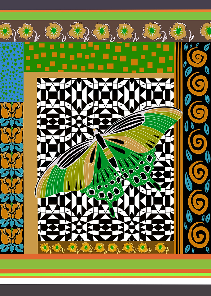 Patterned Green Butterfly