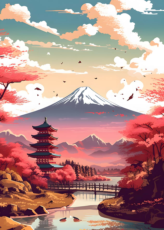 Fuji Cherry Poster