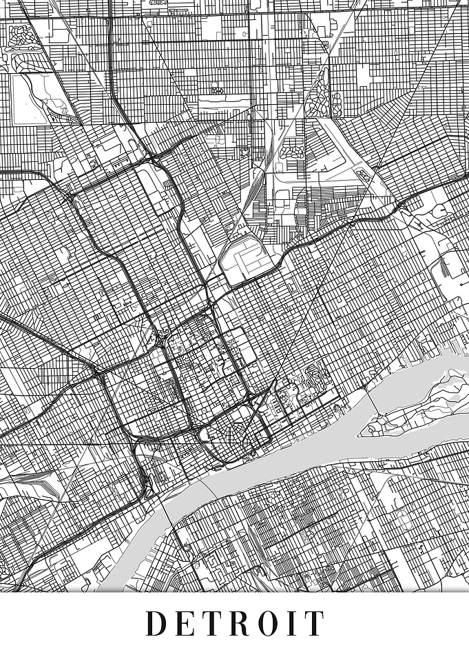 Detroit White Map