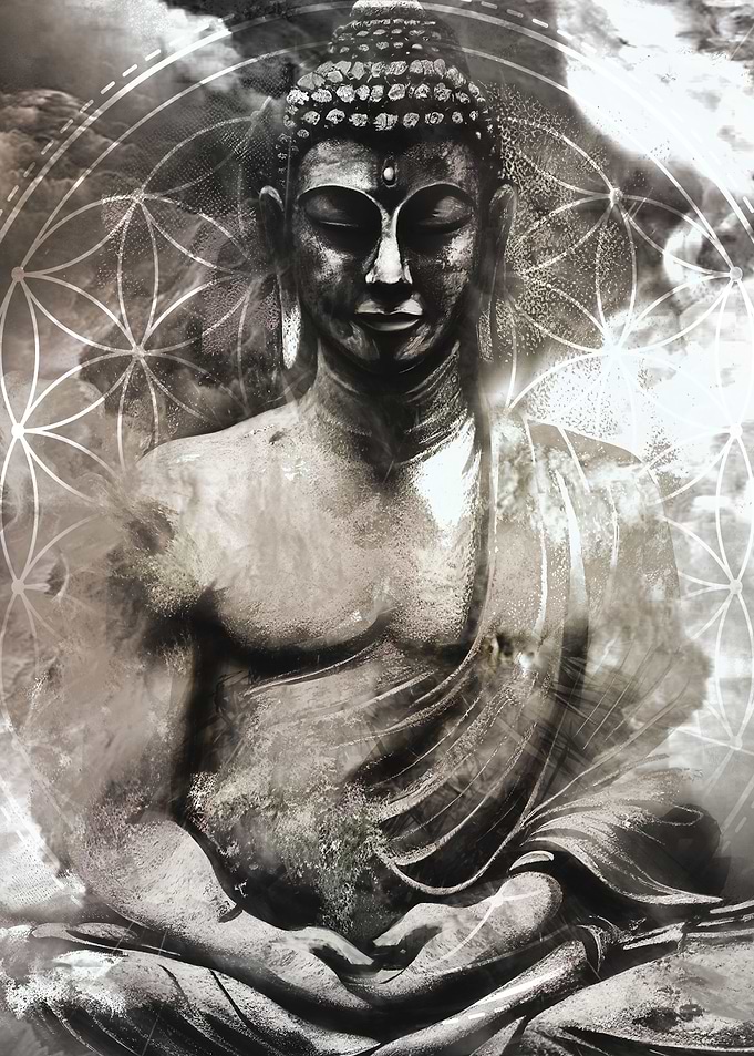 Glowing smoke Buddha