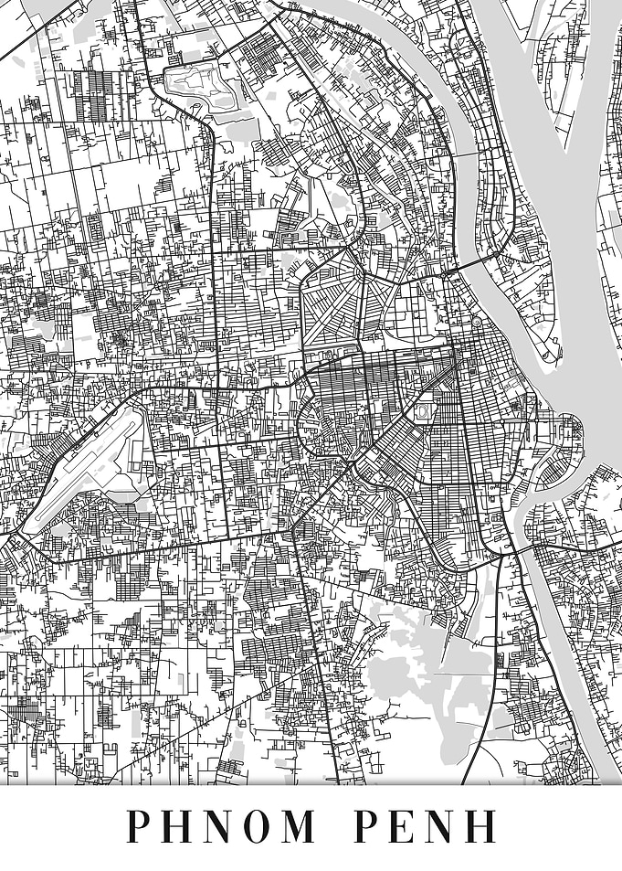 Phnom Penh White Map