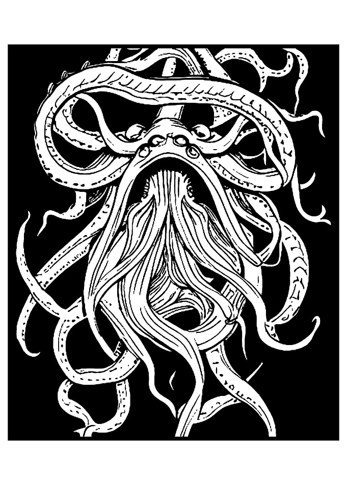 Kraken Monster Line Art