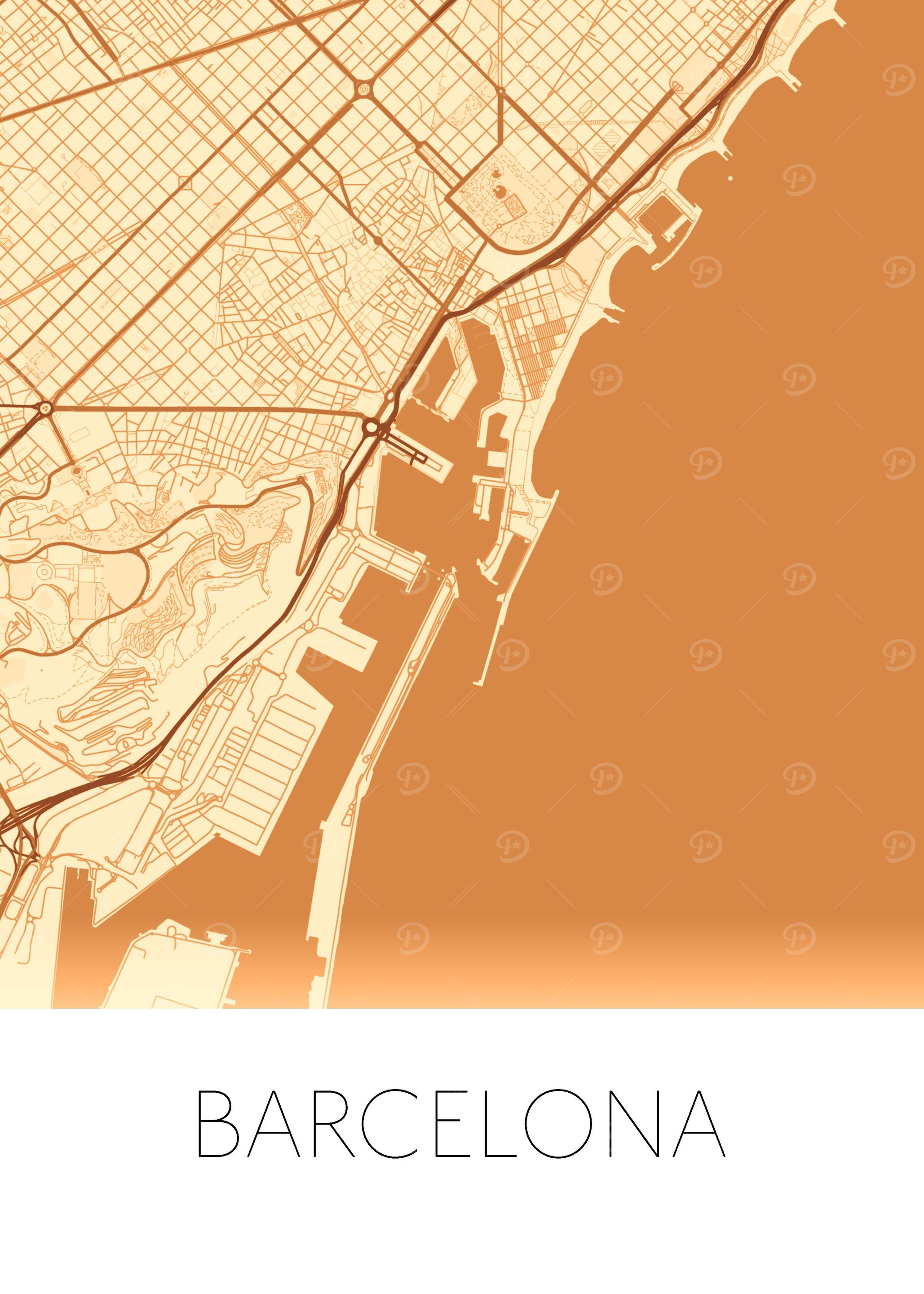 Barcelona orange city map