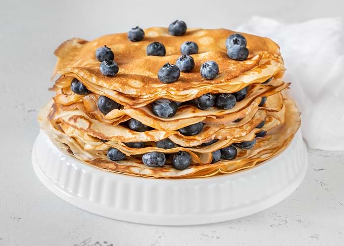 Crepes with fresh blueberr