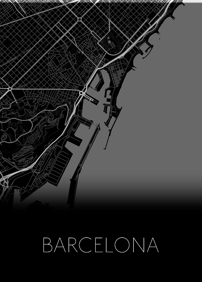 Barcelona black white map