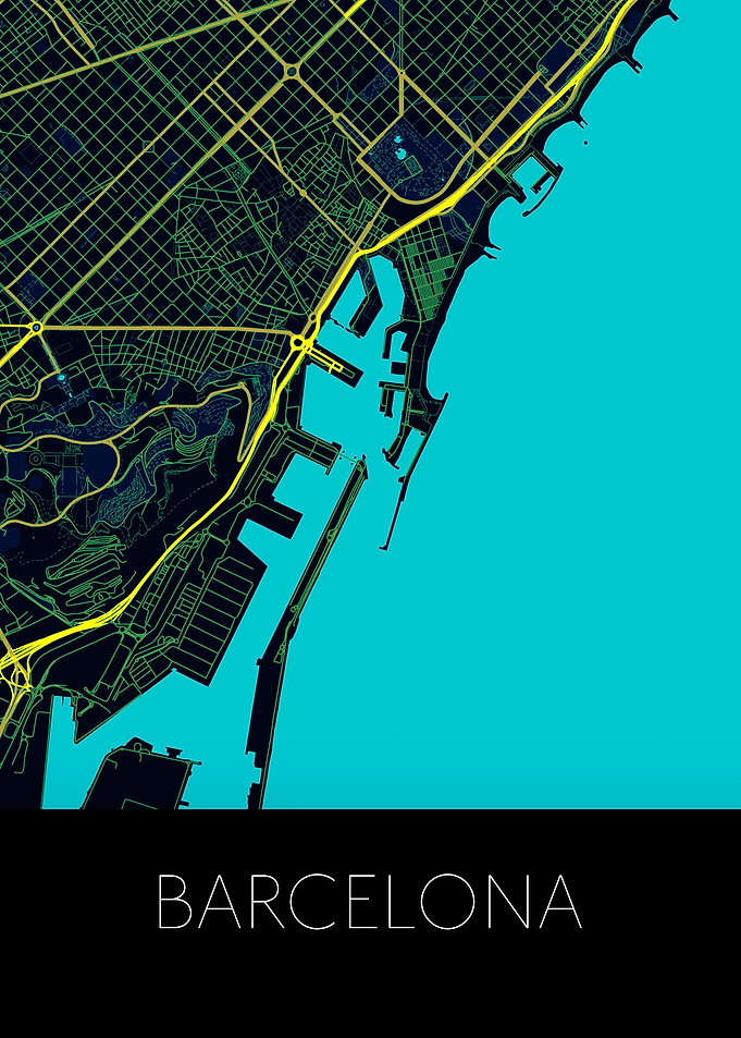 Barcelona black yellow map