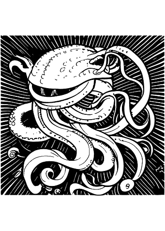 Kraken Monster Line Art