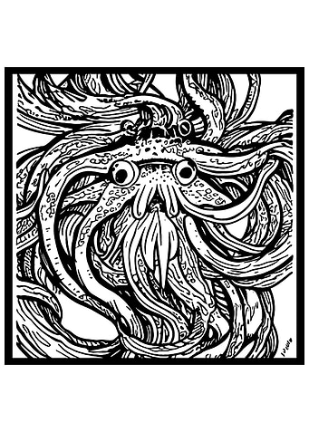 Kraken Monster Line Art