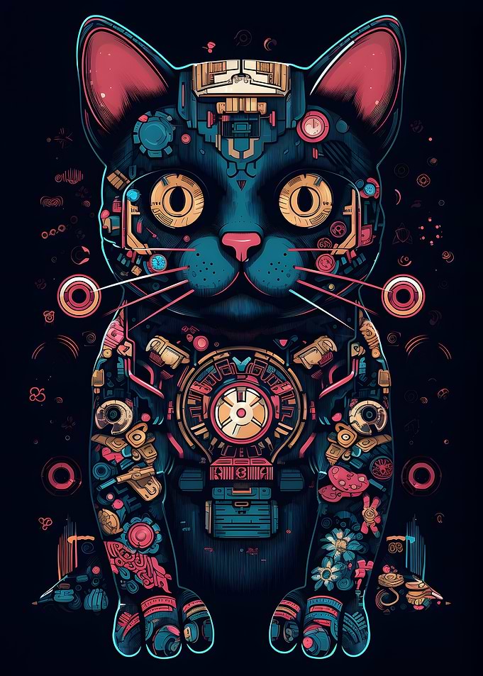 Cyborg Maneki Neko Cat