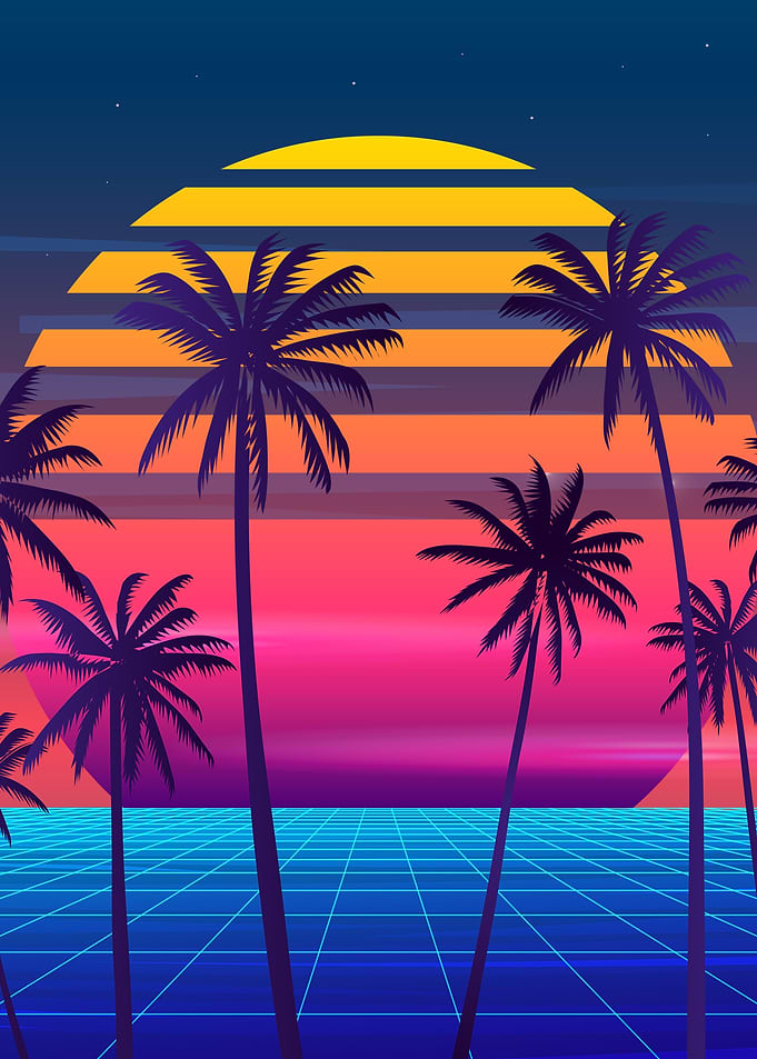 Beach Plam Trees 80s