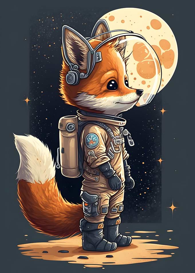 Cute fox astronaut