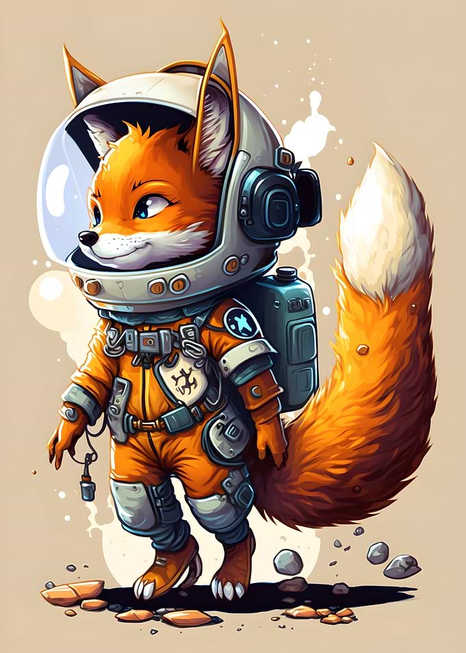 Cute fox astronaut
