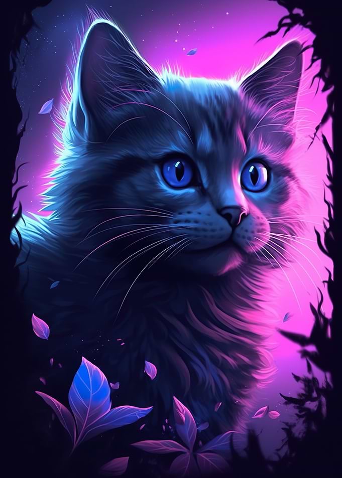 Cat Kitten Purple Glow
