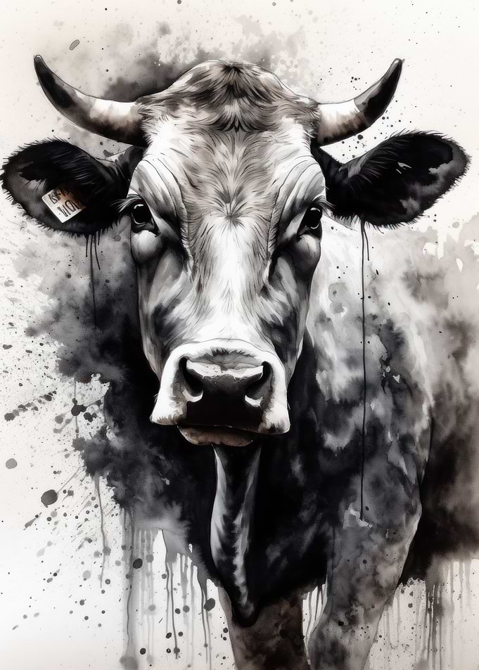 Cow Farm Charm Watercolor