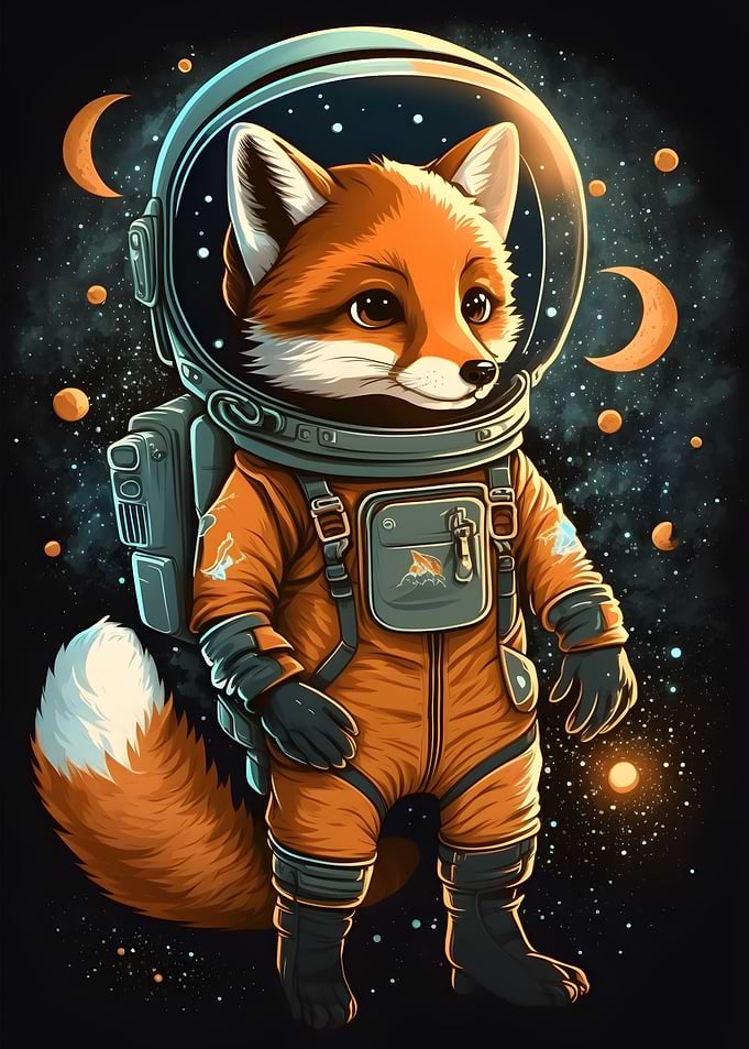 Cute fox astronaut