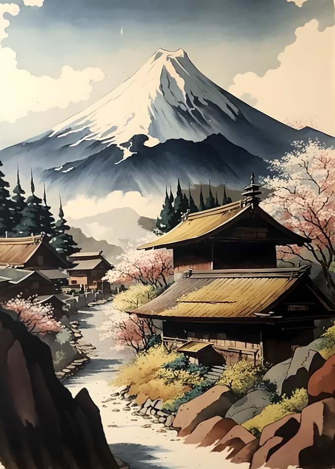 House with a mountain