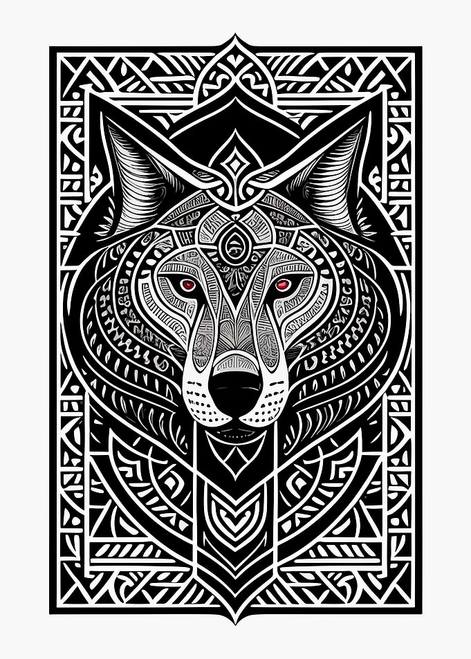 wolf tattoo colorful