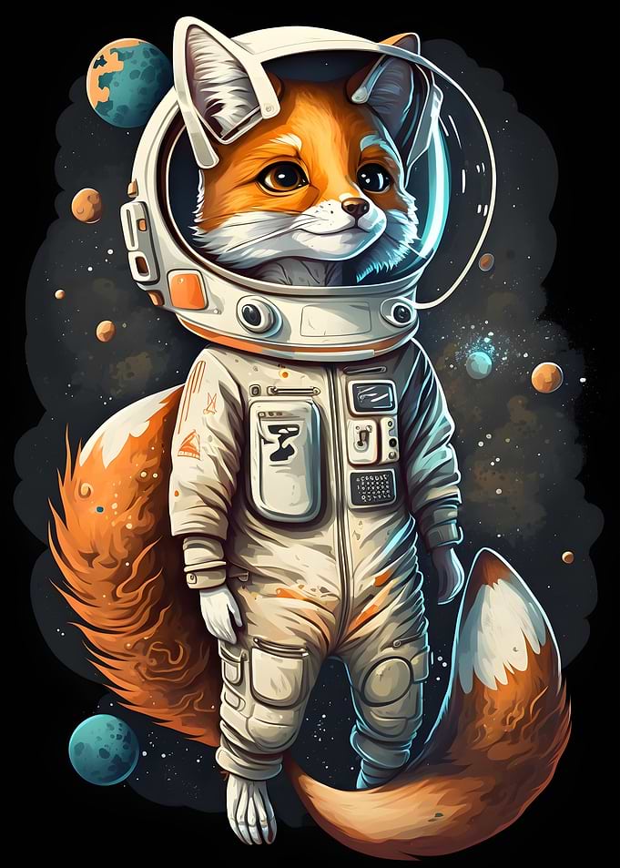 Cute fox astronaut