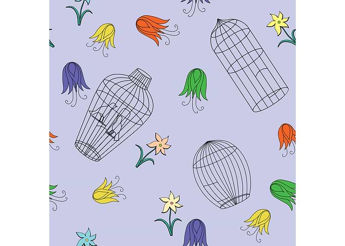 Seamless pattern of cages