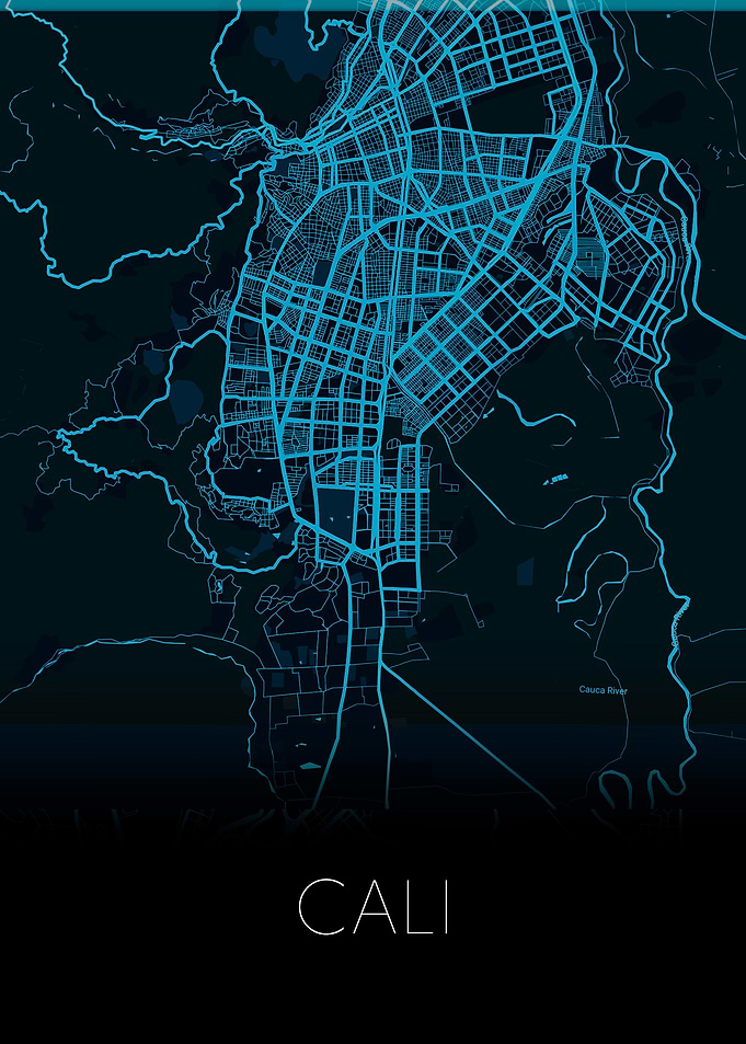 Cali Colombia neon map