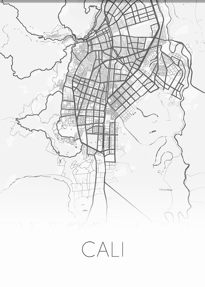 Cali Colombia white map