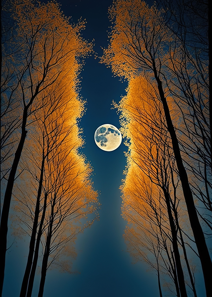 Silhouette Tree and Moon