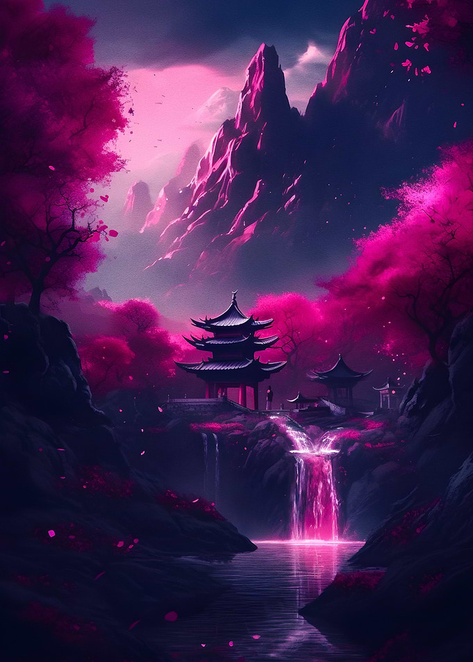 japanese neon cherry bloss